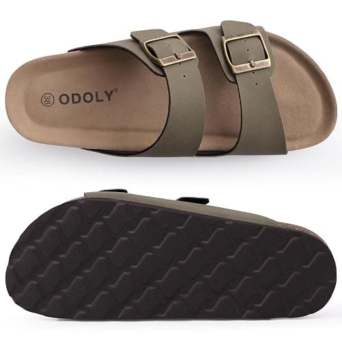 ODOLY Unisex Comfortable Cork Footbed Slide Sandals with Arch Support | Adjustable Buckle, Lightweight Summer Sandals for Travel and Everyday Wear thumbnail 5