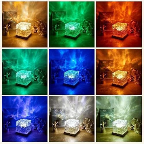 qbanziou Ocean Wave Projector Light, 16-Color Cube Water Lamp, 3D Holographic Water Ripple Romantic Ambient Lighting for Child's Room，Aurora Night Light，Birthday and Christmas Gifts for Children thumbnail 4