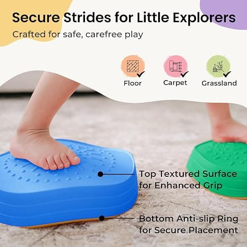 Tiny Land Stepping Stones for Kids, 5pcs Non-Slip Toddler Stepping Stones, Sensory Stepping Stones for Promoting Toddler's Balance & Coordination Skills, Stepping Stones for Toddlers 3-5 thumbnail 3