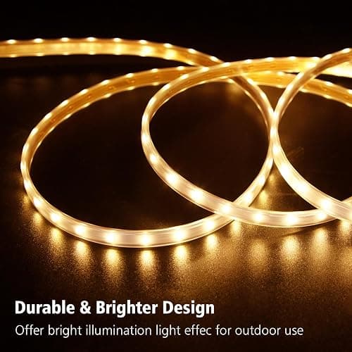 echosari Solar LED Strip Lights Outdoor, 5M 320 LED Lights Strip with Remote 8 Modes Solar Garden Lights Outdoor Waterproof Rope Light for Fence Porch Gazebo Trees Backyard Decor(Warm White) thumbnail 2