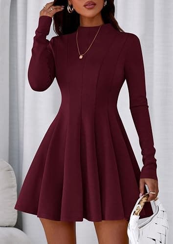 PRETTYGARDEN Fall Dresses for Women Elegant Classy 2025 Casual Long Sleeve Swing A Line Ruffle Short Homecoming Party Dress thumbnail 5