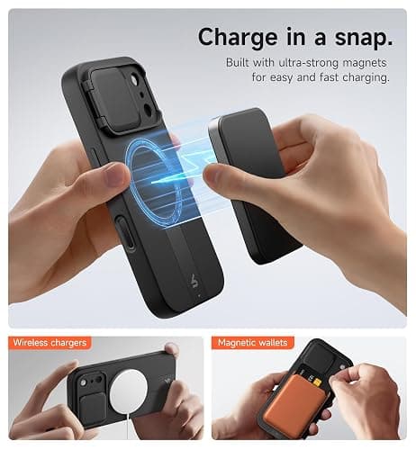 SURITCH for iPhone 17 Pro Max Case with Camera Control Cover, Camera Cover and Adjustable Kickstand, Compatible with MagSafe, Shockproof Bumper Protective Cases 6.9 Inch, Black thumbnail 3