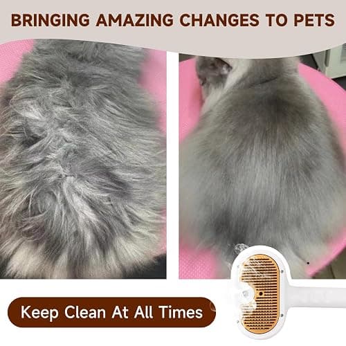 Pet Steam Brush for Dog & Cat – 3-in-1 Spray Hair Removal Comb for Shedding & Grooming, Softens Fur & Reduces Static – Water Brush for Long & Short Coats, Bath-Hating Pets, Includes Waterless Shampoo thumbnail 7