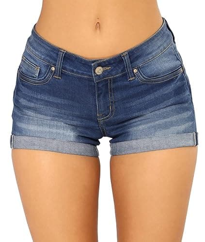 Govc Women Casual Summer Mid Waist Stretchy Denim Jean Shorts Junior Short Jeans - Image 1