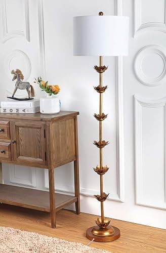 Safavieh FLL4003A Lighting Collection Landen Leaf 63.5" Antique Gold Floor Lamp, Metal thumbnail 4
