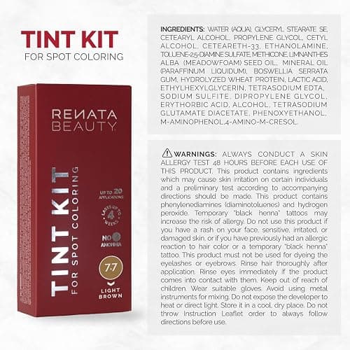 RB RENATA BEAUTY Tint Kit for Spot Coloring – Cream Hair Dye Kit with Developer and Application Brush, Covers Gray Hairs, Smudge-Proof, Long-Lasting Up to 4 Weeks, 20 Applications [Light Brown] thumbnail 10