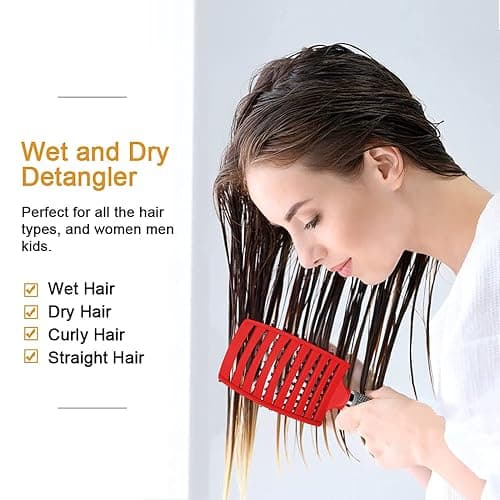 Magical Ultra Detangling Brush for Wet or Dry Hair, Detangler Brush, Fast Drying Styling Massage Hairbrush for Men, Women and Kids (Rainbow) thumbnail 7