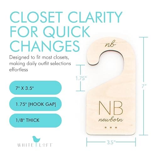 Baby Clothes Organizer – Baby Clothes Dividers for Closet – Wood Size Dividers for Newborn to 24 Months, Nursery Organizer, Large 1in Letter Size (Set of 7) thumbnail 2