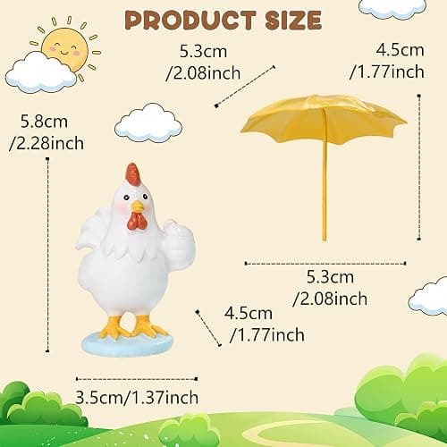 CYjorkbgg Funny Chicken Resin Statue - Cute Baby Chicken with Yellow Umbrella Statue for Fairy Garden Decor Spring Chick Figurine for Outdoor Planter Yard Patio Lawn Indoor Table Decor for Home Gifts thumbnail 3