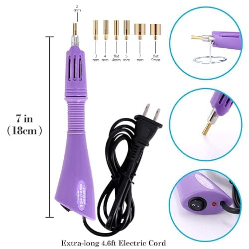 GLTECK Hotfix Applicator, Bedazzler Kit with 5784 PCS Rhinestones for Crafts, DIY Hot Fix Rhinestone Applicator Wand Setter Tool with 7 Tips, 6 Pattern Templates, Gloves, Tweezers & Cleaning Brush thumbnail 7