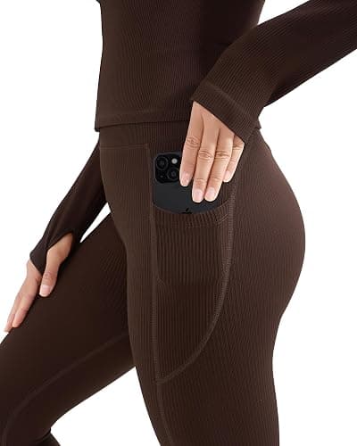 SUUKSESS Women 2 Piece Seamless Ribbed Workout Sets With Zip Up Jacket High Waisted Gym Yoga Leggings thumbnail 2