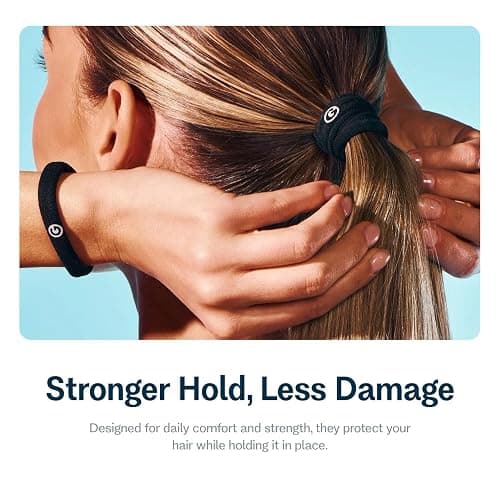 Gimme Beauty Medium Hair Bands Seamless Nylon - Low Profile Hair Accessory - Snag Free Tie for Firm, Lasting Hold - Soft, Non-Slip Ponytail Holder for Women - Cool Colors, 12-Pack thumbnail 4
