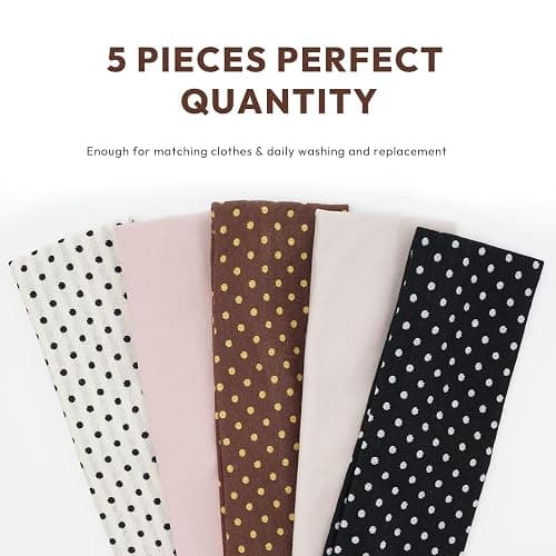 Aranya Women’s Headbands 5pcs / 4pcs – Soft Stretchy Fabric Headbands for Everyday Wear, Yoga, Workout & Fashion Outfits Gifts for Women – Multiple Styles Available (Polka Dot) thumbnail 5