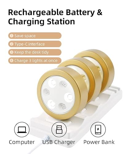 EZVALO Picture Lights for Wall with Charging Station, Rechargeable Battery Magnetic Poster Lights with 3 Color Temps & 12 RGB, Remote Dimmable Timer Light, Wall Decor Light for Art Display (6 Pack) thumbnail 2