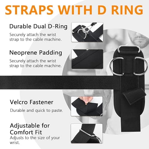 Weight Lifting Straps,Lifting Wrist Straps,Weight Straps,With D-Rings,Wrist Wraps for Weightlifting,for Men and Women for Cable Machines,Deadlifts,Snatches,Pull-Ups thumbnail 4
