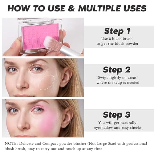 LYBHDAFA Mahogany Blush Powder Blush for Cheeks with Brush, Matte Blush Palette Blush Powder Face Blusher, Natural Blendable Formula Silky Lightweight Makeup Blush Rubores de Maquillaje, 020# thumbnail 7
