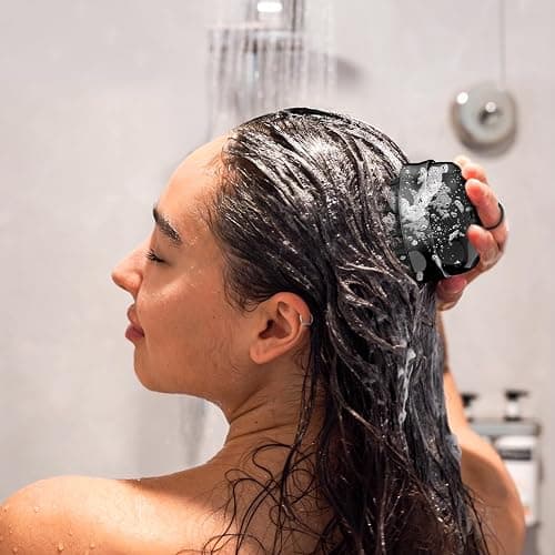 SHINLEA 2 in 1 Scalp Massager Hair Growth,Scalp Scrubber with Soft Silicone Bristles for Dandruff Removal,Shampoo Brush for Exfoliation,Head Massager for Both Wet and Dry Use (Black) thumbnail 6