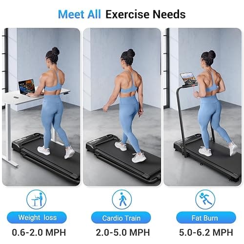 Tapis Roulant Pliable Tapis de Course Electrique 10KM/H Vitesse Réglable Ultra Silencieux avec télécommande et écran LCD pour Maison/Bureau - Pliable Noir thumbnail 3