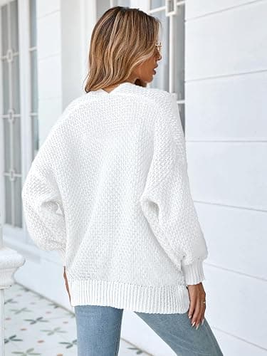 Libsorge Womens Oversized Long Cardigan Sweater Fall 2025 Trendy Ladies Cute Slouchy Chunky Waffle Knit Open Front Cardigans thumbnail 4