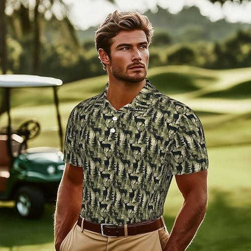 Joyidec Mens Shirt Short Sleeve Dry Fit Performance Athletic Sports Daily Casual Collared Shirts for Men thumbnail 3