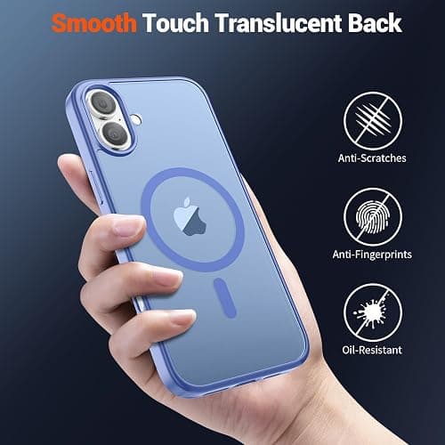 SUPFINE Magnetic for iPhone 16 Case (Compatible with MagSafe) (Military Grade Drop Protection) Slim Translucent Matte Shockproof Phone Cover,Blue Purple thumbnail 6