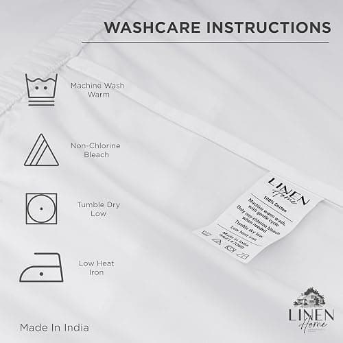 Linen Home 100% Cotton Percale Weave Fitted Sheet, Full Size, White, 1 Deep Pocket Fitted Sheet, Fits Mattress Upto 16" Crisp and Cool Strong Bed Linen, 54"X75"+15" thumbnail 4
