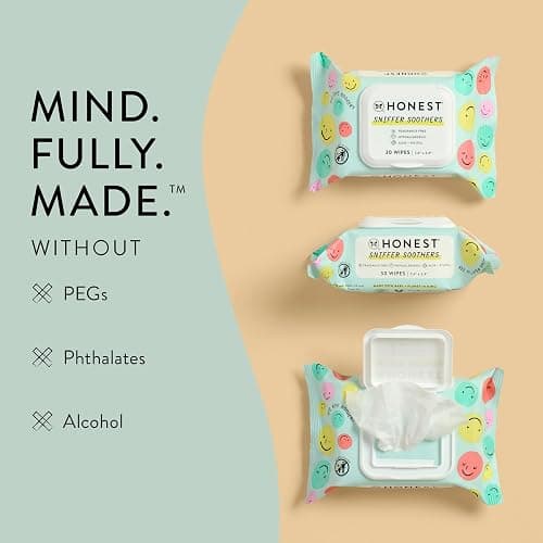 The Honest Company Plant-Based Snot Removing Wipes | Soothing Nose + Face Wipes with Aloe | Hypoallergenic for Sensitive Skin, EWG Verified | Fragrance Free, 60 Count thumbnail 5