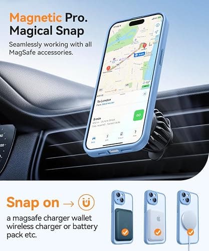CANSHN Magnetic for iPhone 15 Case, Upgraded [Full Camera Protection] [Compatible with Magsafe] [Translucent Matte] Shockproof Protective Phone Case for iPhone 15 6.1" - Light Blue thumbnail 5