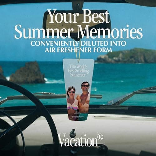 Vacation Car Air Freshener, Pack of 3 - Hanging Air Freshener for Car, Home and Office, Vacation by Vacation Sunscreen Signature Scent, Long-Lasting Deodorizer thumbnail 6