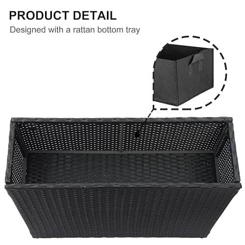 SUNNYPARK Tall Rectangular Planter with Removable Liner, All-Weather PE Rattan Large Modern Planters Indoor Outdoor Flower Plant Pots Garden Box Patio Yard Front Porch Deck thumbnail 4