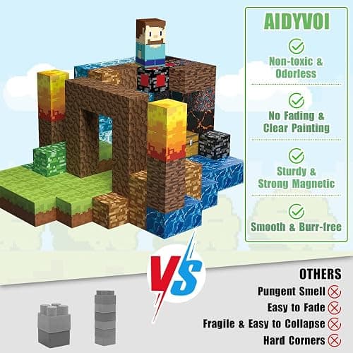 AIDYVOI 160 PCS Magnetic Blocks Building Toys, Build 3D Magnetic Building Blocks Set for Kids Ages 3+, Magnet Blocks STEM Sensory Educational Christmas Birthday Gifts Construction Toys - 160 thumbnail 4