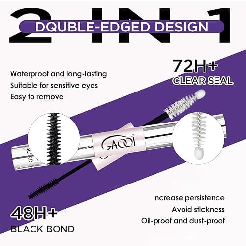 GAQQI Lash Cluster Glue, Lash Bond and Seal Waterproof, Bond & Seal Eyelash Glue for Clusters, Eyelash Adhesive Black Long-Lasting 72H, Latex-Free（5ml+5ml） thumbnail 2