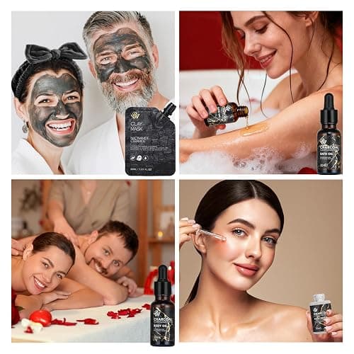 Valentines Day Gifts for Women & Men, Charcoal 23 Pcs Skin Care Set, Bath and Body Kit, Spa Gift Set, Birthday Gifts, Serum, Face Oil, Sheet Mask, Clay Mask, Bath Bombs, Christmas, Mother Day, Dad thumbnail 6