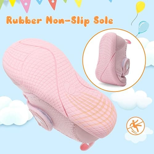 FEETCITY Baby First Walking Shoes Boys Girls Infant Sneakers Crib Shoes Breathable Lightweight Slip On Shoes thumbnail 5
