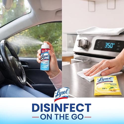 Lysol To Go Bundle - 1.5 Ounce Crisp Linen Disinfectant Spray and Lemon Lime Disinfecting Wipes Flat Pack thumbnail 4