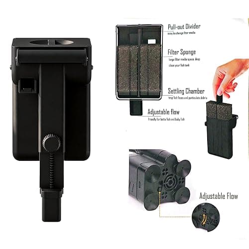 5 Gallon Fish Tank, Aquarium Plastic Starter Kit with Filter, Small Net and LED Light, Fish Tank for Betta, Plastic Nano Aquarium with Lid(18.5 * 7.87 * 8.07 inch/Black) (5 Gallon Fish Tank) thumbnail 3