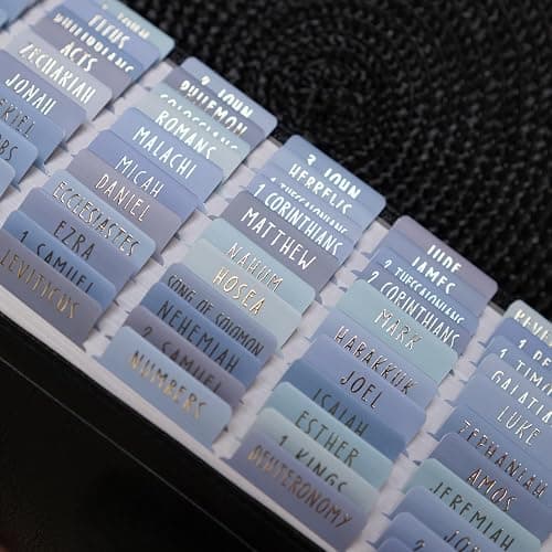 UPAFEXXI-Laminated Bible Tabs (Gold Foil Embossed Lettering), Bible Tabs for Women and Men, Reposition Large Print Stickers, Easy to Read and Apply, 80Chapters Labels for Easy Navigation(Blue) thumbnail 5