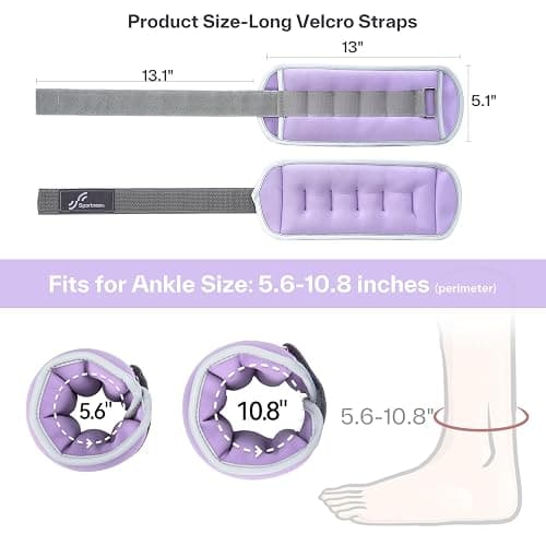 Sportneer Ankle Weights Wrist Weights Pair of 1/2/4/6/10 LBS for Men Women Kids Strength Training Wrist and Ankle Weights Set with Reflective Strips for Dancing Running Walking Fitness Workout Gym thumbnail 5