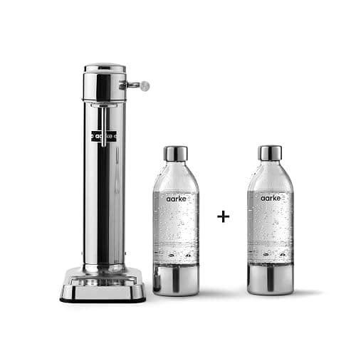 Aarke Carbonator 3, Wassersprudler aus Edelstahl im modernen Edelstahl Finish mit 2x BPA-freier 1L PET-Flasche, Sprudelwasserbereiter für Leitungswasser, kompatibel mit 60L CO2-Zylindern - Image 1