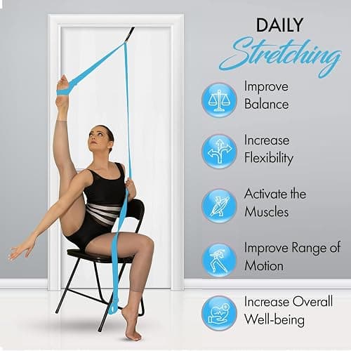 Stretching Strap With Door Anchor - Stretching Equipment to Improve Legs Flexibility - Splits Trainer For Home Ideal In Ballet, Dance, Cheerleading, Taekwondo, Yoga, Pole Dancing & Gymnastics thumbnail 5