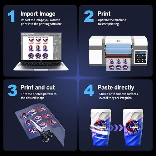 DXZ A3 UV DTF Printer with Laminator,Dual XP600 Print Heads, White Ink Stirring,All-in-One UV DTF Transfer Printer for Glass,Metal,Wood,Tumblers,Phone Cases thumbnail 6