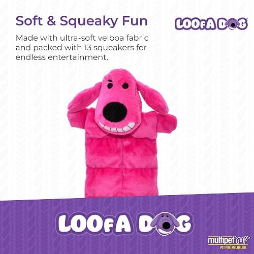 Multipet Original Loofa Dog Plush Toy Mat - Squeaky Toys for All Dogs - Extra Soft Plush - Stuffed Animal Dog Toys for Playing (1 Count, 12”, Random Color Surprise) thumbnail 2