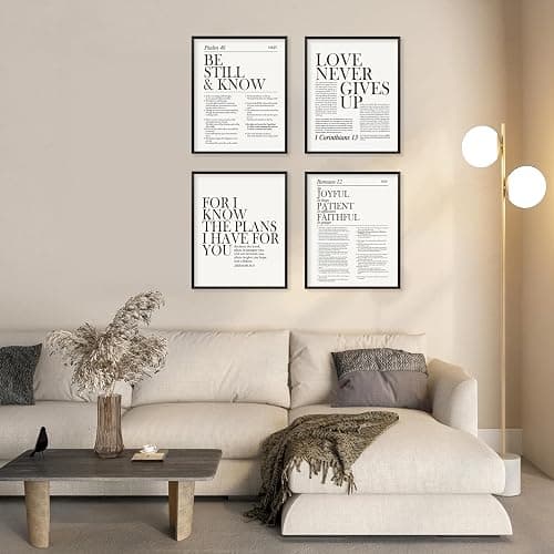 Locomiss Black and White Christian Wall Art Decor, Modern Bible Verse Prints, Minimalist Jesus Scripture Wall Decor, Inspirational Bible Posters for Bedroom Office Living Room, Set of 4 (8x10 Unframed) thumbnail 5