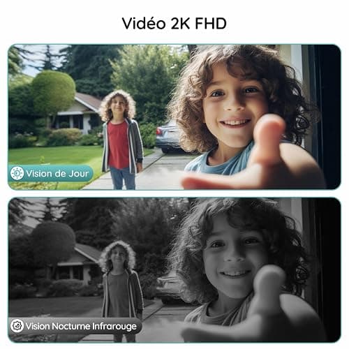 BOIFUN 2K FHD Sonnette sans Fil avec Camera, Installation Facile, Détection Humaine PIR, Vision Nocturne Couleur, Sécurité Améliorée, Audio Bidirectionnel, IP66 Étanche, Supporte Uniquement 2,4 GHz - Noir thumbnail 3