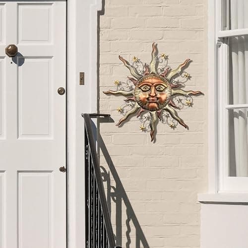 TERESA'S COLLECTIONS Sun Metal Wall Art for Outdoor Decor,21" Bronze Sun Face 3D Wall Decor for Garden Decor,Rustic Retro Hanging Sculpture for Outside Living Room Home Patio Farmhouse Gifts for Mom thumbnail 4