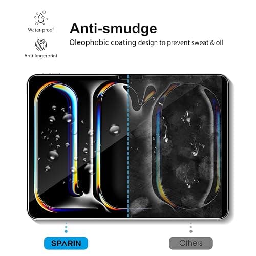 SPARIN Screen Protector for iPad Pro 13 inch M5/M4(8th/7th Generation,2025/2024), 2 Pack HD Clear 9H Tempered Glass Film with Face ID & Apple Pencil Pro Compatible, High Sensitivity Case Friendly thumbnail 4