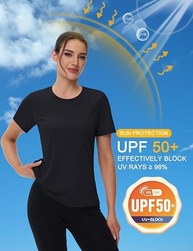 MAGCOMSEN Women's Short Sleeve T-Shirts UPF 50+ Sun Protection Quick Dry Athletic Running Workout Rash Guard Tops thumbnail 4