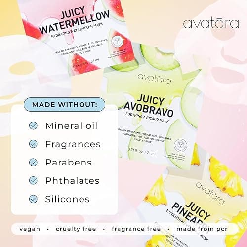 Avatara All-Stars 8-Pack Facial Sheet Mask Variety Pack | Clean K-Beauty Set for Dry, Sensitive, Uneven Skin | Gentle Moisture | Fragrance-Free, Paraben-Free & Cruelty-Free Korean Masks thumbnail 2