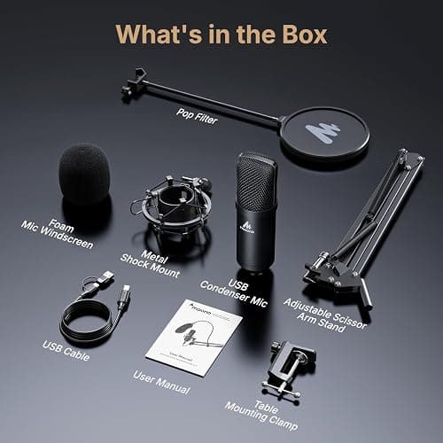 MAONO A04 USB Microphone, 192kHz/24Bit Condenser Mic Kit for PC Podcast | Plug & Play Computer Cardioid Metal Mic with Pro Sound Chipset for Recording, Gaming, Content Creation, Streaming, YouTube thumbnail 9