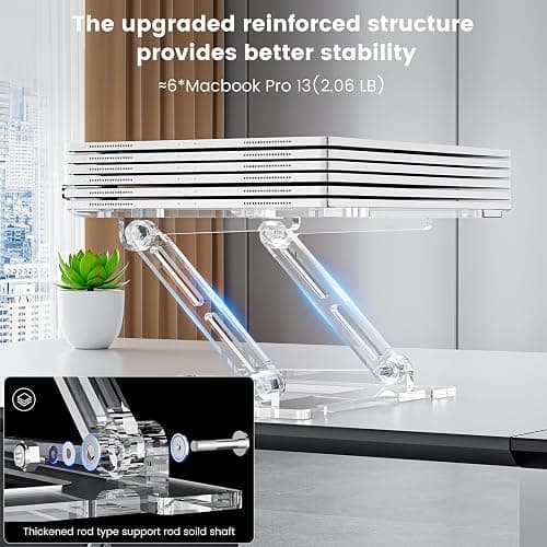 VIGLT Laptop Stand for Desk, Portable Acrylic Laptop Riser, Ergonomic Adjustable Computer Stand Holder for Notebook MacBook Air Pro, Dell XPS, HP (10-17.3'') thumbnail 2